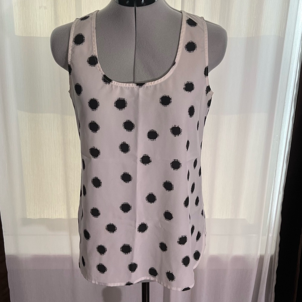 Ann Taylor Loft, Women’s Sleeveless, Scoop Neck, Tank, Polka Dots, XS